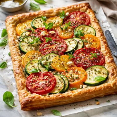 Image of Fresh Tomato and Zucchini Tart
