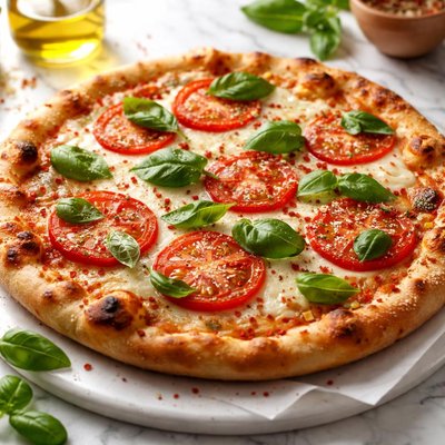 Image of Fresh Tomato Basil and Cheese Pizza