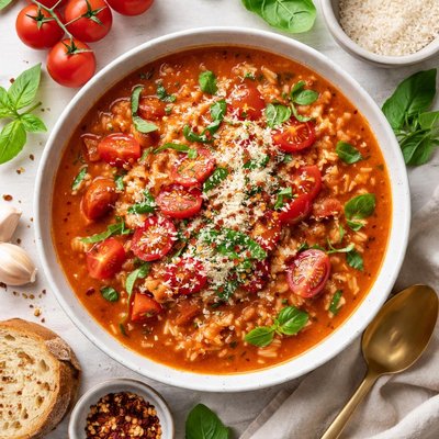 Image of Fresh Tomato Soup with Rice