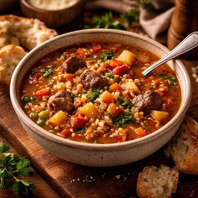 Image of Fresh Vegetable Beef Barley Soup
