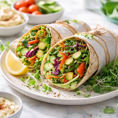 Image of Whole30 Fresh Veggie Salad Wrap