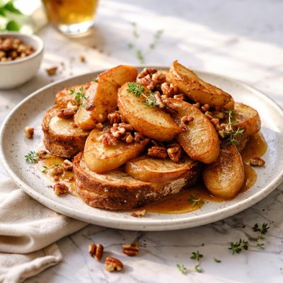 Image of Fried Apples and Bread Slices