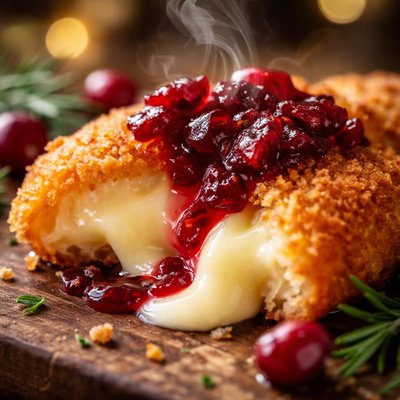 Image of Fried Brie with Cranberry Sauce