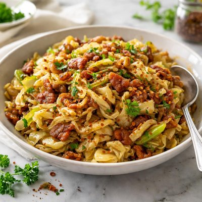 Image of Fried Cabbage with Onions Bacon