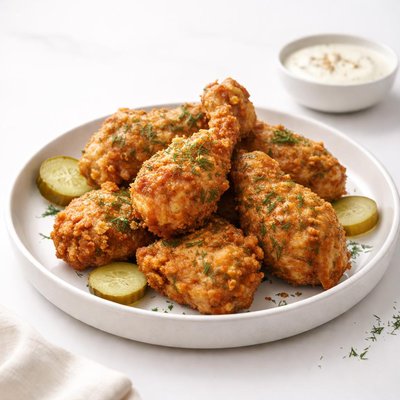 Image of Fried Chicken Baked in Dill Pickle Juice