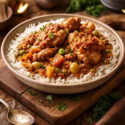 Image of Fried Chicken Stew and Rice