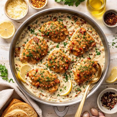 Image of Fried Chicken with Herbed Cream Sauce
