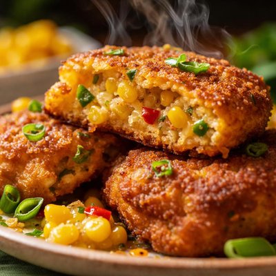 Image of Fried Cornbread with Corn and Chiles