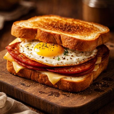 Image of Fried Egg and Bologna Sandwich