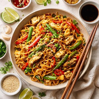 Image of Tallarines de huevo fritos