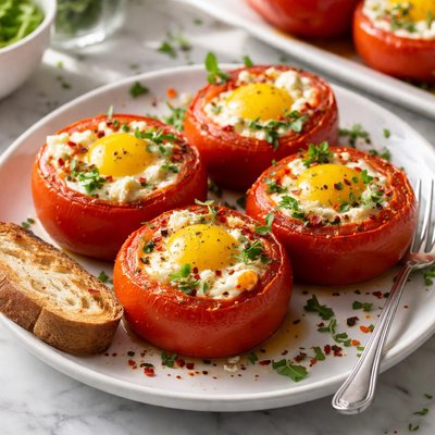 Image of Fried Eggs in Tomatoes