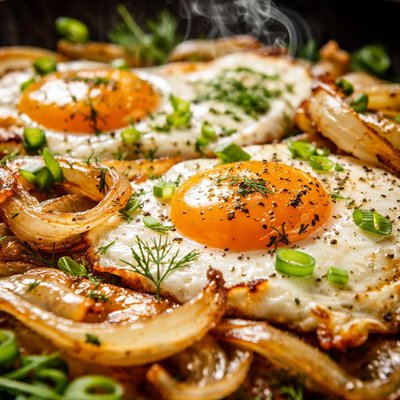 Image of Fried Eggs with Onion Ukrainian Russian