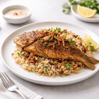 Image of Fried Fish with Rice Kuwaiti Emirati