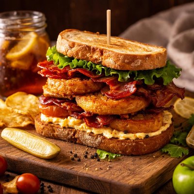 Image of Fried Green Tomato and Bacon Sandwich
