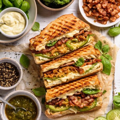 Image of Fried Green Tomato and Pancetta Panini