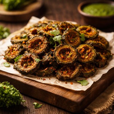 Image of Fried Karela Chips Bitter Gourd