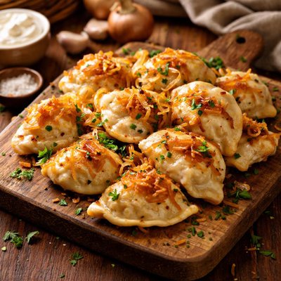 Image of Fried Onion and Chicken Kreplach