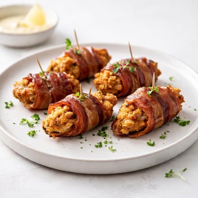 Image of Fried Oysters Wrapped in Bacon