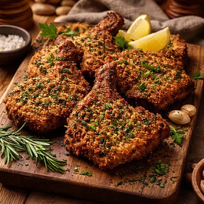 Image of Fried Pork Chops with Herb Breading