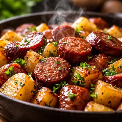 Image of Fried Potatoes and Smoked Sausage