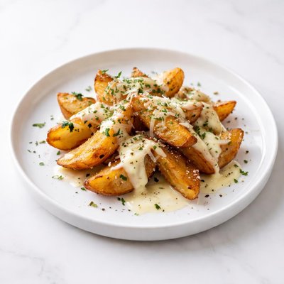 Image of Fried Potatoes with Cheese and Herbs