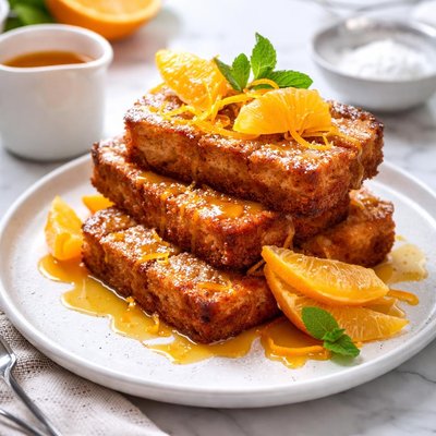 Image of Fried Pound Cake with Orange Syrup