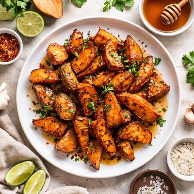Image of Fried Sweet Potatoes with Honey
