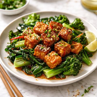 Image of Fried Tofu and Greens
