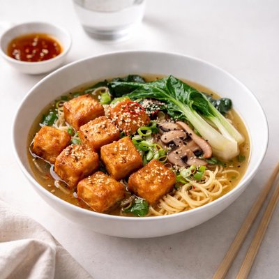 Image of Fried Tofu and Ramen Soup