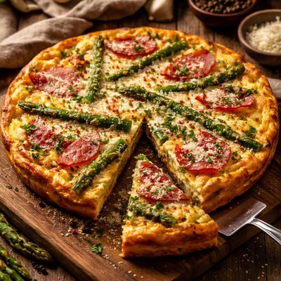 Image of Frittata with Asparagus Canadian Bacon and Parmesan