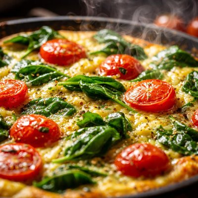 Image of Frittata with Cherry Tomatoes and Baby Spinach