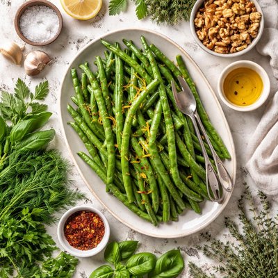 Image of From the Field Green Beans Fresh Herbs and Walnuts