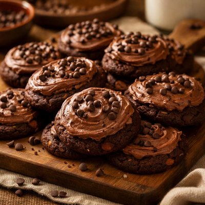 Image of Frosted Double Chocolate Chip Drop Cookies