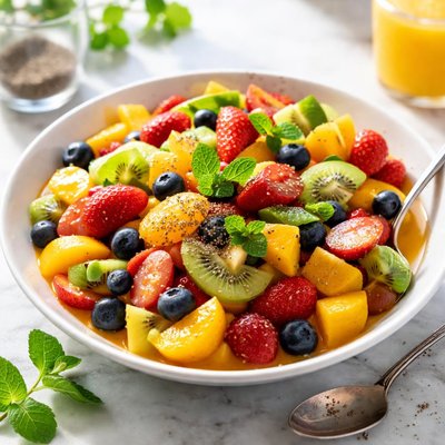 Image of Froutosalata or Mixed Fruit with Orange Juice Honey Greec