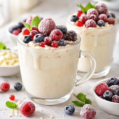 Image of Frozen Berries with White Hot Chocolate