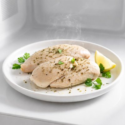 Image of Frozen Chicken Breasts in Microwave