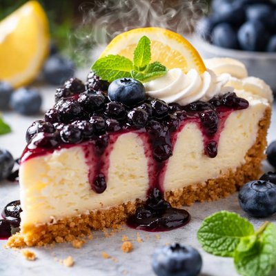 Image of Frozen Lemonade Pie with Blueberry Sauce