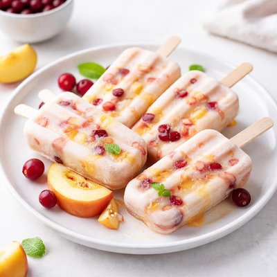 Image of Frozen Peach Cranberry Yogurt Pops Kid Friendly