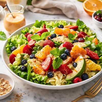 Image of Fruit and Lettuce Salad with Orange Yogurt Dressing