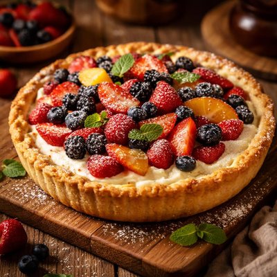 Image of Fruit and Mascarpone Italian Cheesecake Pie