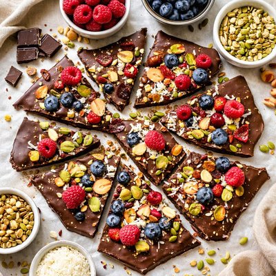 Image of Chocolate alto en proteínas con frutas y nueces.