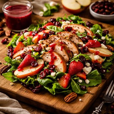 Image of Fruit and Turkey Salad with Cranberry Dressing