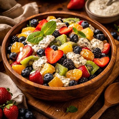 Image of Fruit Salad with Cream Cheese Poppy Seed Dressing
