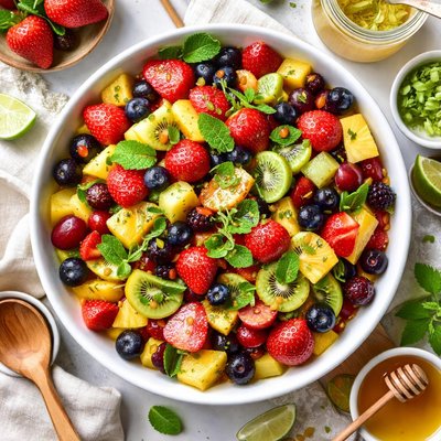 Image of Fruit Salad with Honey Ginger Lime Dressing