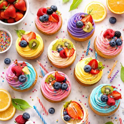 Image of Fruity Birthday Cupcakes