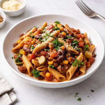 Image of Full of Veggies Italian Chili with Penne Pasta