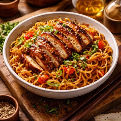 Image of Funky Chicken with Sesame Noodles