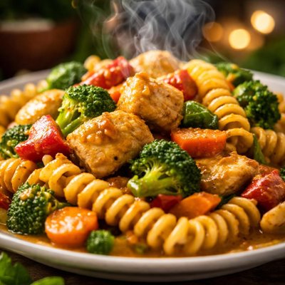 Image of Fusilli with Curried Chicken Vegetables