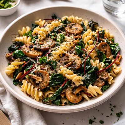 Image of Fusilli with Mushrooms and Chard