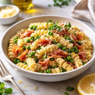 Image of Fusilli with Prosciutto and Peas